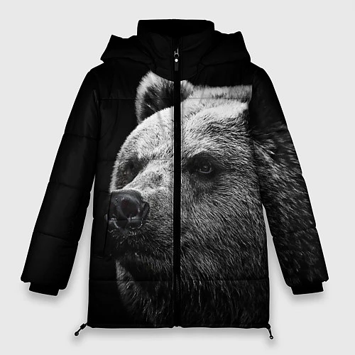 Женская зимняя куртка Черно-белый медведь / 3D-Светло-серый – фото 1