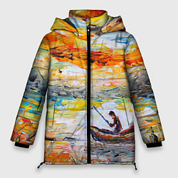 Куртка зимняя женская Рыбак на лодке, цвет: 3D-черный