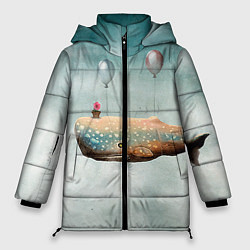 Куртка зимняя женская Летящий кит, цвет: 3D-красный