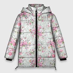 Куртка зимняя женская Flower pattern, цвет: 3D-черный