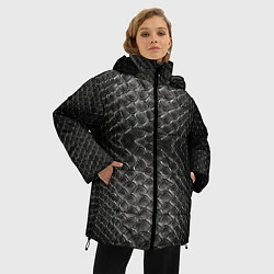 Куртка зимняя женская Черная кожа, цвет: 3D-черный — фото 2