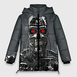 Куртка зимняя женская Скелет Терминатора, цвет: 3D-черный