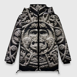 Куртка зимняя женская Календарь ацтеков, цвет: 3D-черный