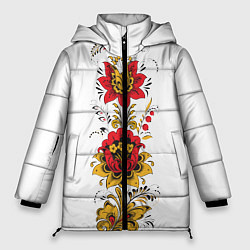 Куртка зимняя женская Хохлома: цветы, цвет: 3D-светло-серый