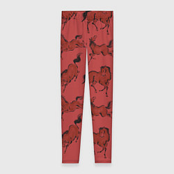 Леггинсы женские Красные кони, цвет: 3D-принт
