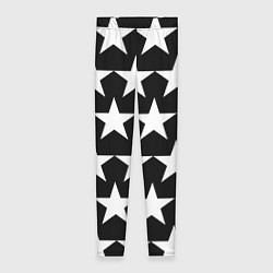 Леггинсы женские Белые звёзды на чёрном фоне 2, цвет: 3D-принт