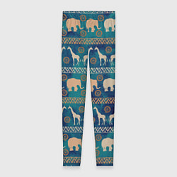 Леггинсы женские Жирафы и слоны, цвет: 3D-принт