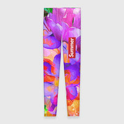 Леггинсы женские Красочный цветочный паттерн Лето Colorful Floral P, цвет: 3D-принт