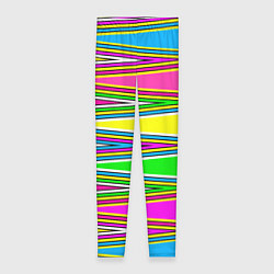 Леггинсы женские Полосатый радужный разноцветный геометрический узо, цвет: 3D-принт
