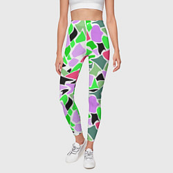Леггинсы женские Abstract pattern green pink spots, цвет: 3D-принт — фото 2