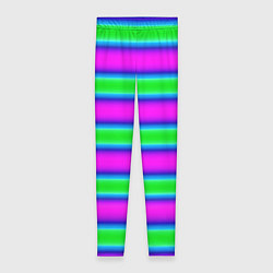 Леггинсы женские Зеленый и фиолетовые яркие неоновые полосы striped, цвет: 3D-принт