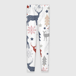 Леггинсы женские Олени в новогоднем лесу, цвет: 3D-принт