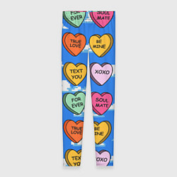 Леггинсы женские Валентинки конфетки сердечки с посланиями, цвет: 3D-принт