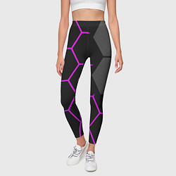 Леггинсы женские Крупные неоновые соты, цвет: 3D-принт — фото 2