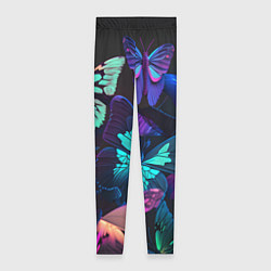 Леггинсы женские Много неоновых бабочек, цвет: 3D-принт