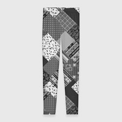 Леггинсы женские Черно белый лоскутный узор, цвет: 3D-принт