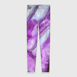 Леггинсы женские Рисунок текстуры белого и фиолетового мрамора, цвет: 3D-принт