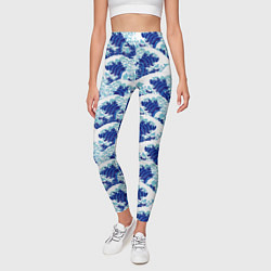 Леггинсы женские Японские синие волны, цвет: 3D-принт — фото 2