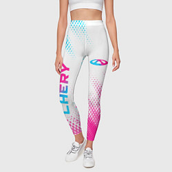 Леггинсы женские Chery neon gradient style: надпись, символ, цвет: 3D-принт — фото 2