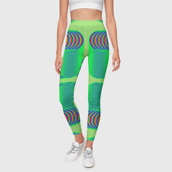 Леггинсы женские Дуги на зеленом фоне, цвет: 3D-принт — фото 2