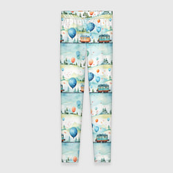 Женские легинсы Трамвайчики и воздушные шары - авральный паттерн