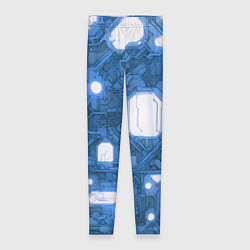 Женские легинсы Синие кибернетические схемы неон