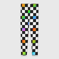 Леггинсы женские Черно-бело-радужная клетка, цвет: 3D-принт