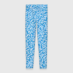 Леггинсы женские Белые узоры на синем фоне, цвет: 3D-принт