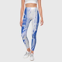 Леггинсы женские Синие линии на белом фоне киберпанк, цвет: 3D-принт — фото 2