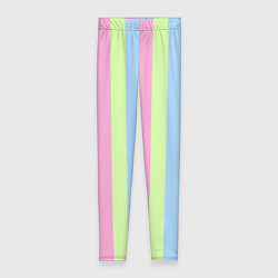 Женские легинсы Полосатый сине-зелёно-розовый