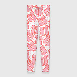 Леггинсы женские Узор с розовыми бантами в горошек, цвет: 3D-принт