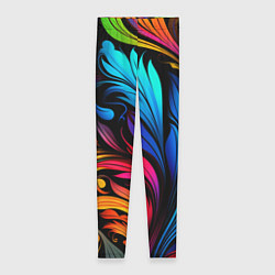 Леггинсы женские Паттерн с узорами на черном фоне, цвет: 3D-принт