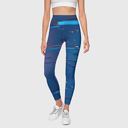 Леггинсы женские Неоновая поверхность синяя с каплями воды, цвет: 3D-принт — фото 2