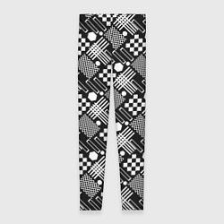 Леггинсы женские Черно белый узор из геометрических фигур, цвет: 3D-принт