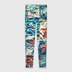 Леггинсы женские Пэчворк джинсы из СССР, цвет: 3D-принт