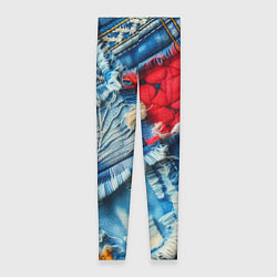 Леггинсы женские Авангардный джинсовый пэчворк - нейросеть, цвет: 3D-принт