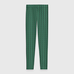 Леггинсы женские Чёрно-зелёный полосы в горошек, цвет: 3D-принт