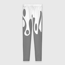 Леггинсы женские Потеки белой краски на сером фоне, цвет: 3D-принт