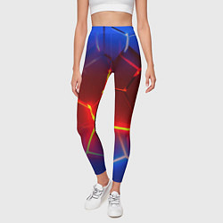 Леггинсы женские Светящиеся лавой неоновые плиты в разломе, цвет: 3D-принт — фото 2