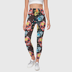 Леггинсы женские Узорчатые черепа, цвет: 3D-принт — фото 2