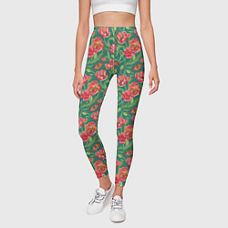 Леггинсы женские Тюлпаны с бабочками, цвет: 3D-принт — фото 2