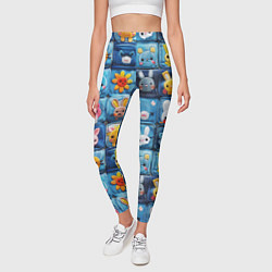 Леггинсы женские Пэчворк с кроликами, цвет: 3D-принт — фото 2