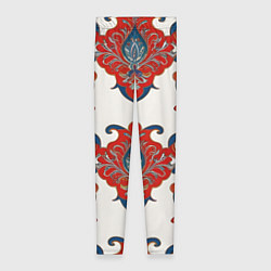 Женские легинсы Узор красно-синий на белом фоне