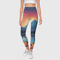 Леггинсы женские В лесу с палаткой, цвет: 3D-принт — фото 2