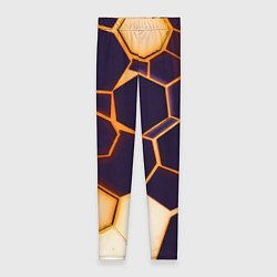 Леггинсы женские Чёрные шестиугольники на чёрном фоне, цвет: 3D-принт