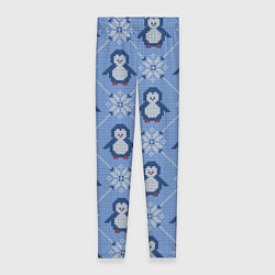 Леггинсы женские Вязаный узор с милыми пингвинами и скандинавским о, цвет: 3D-принт