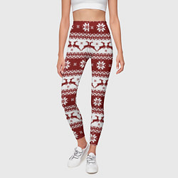 Леггинсы женские Скандинавский узор с оленями, цвет: 3D-принт — фото 2