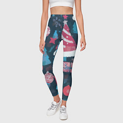 Леггинсы женские Плюшевая новогодняя абстракция, цвет: 3D-принт — фото 2