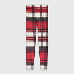 Леггинсы женские Красно-белая ткань в клетку, цвет: 3D-принт