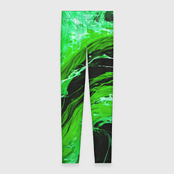 Леггинсы женские Зелёные брызги на чёрном фоне, цвет: 3D-принт
